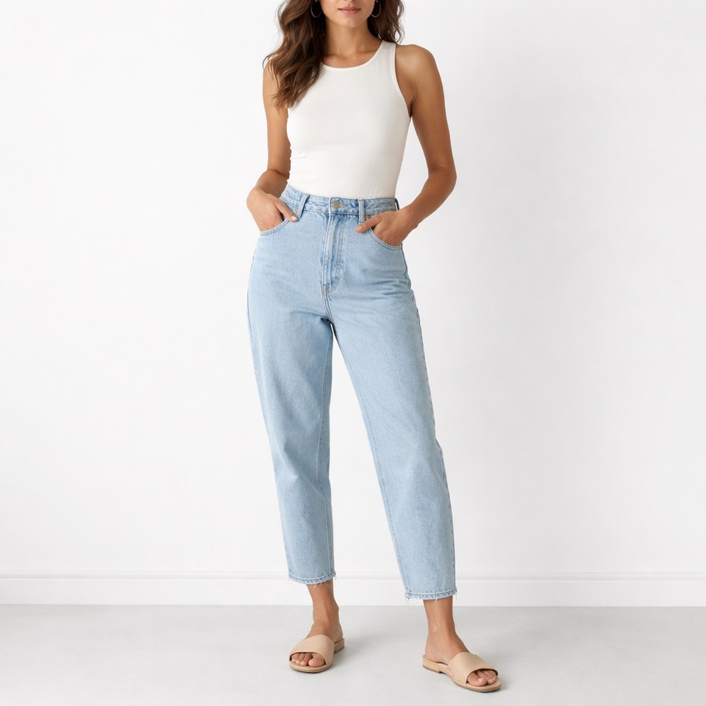 Poetry Jeans High Rise Cropped Tapered UK 10 US 6 Light Wash